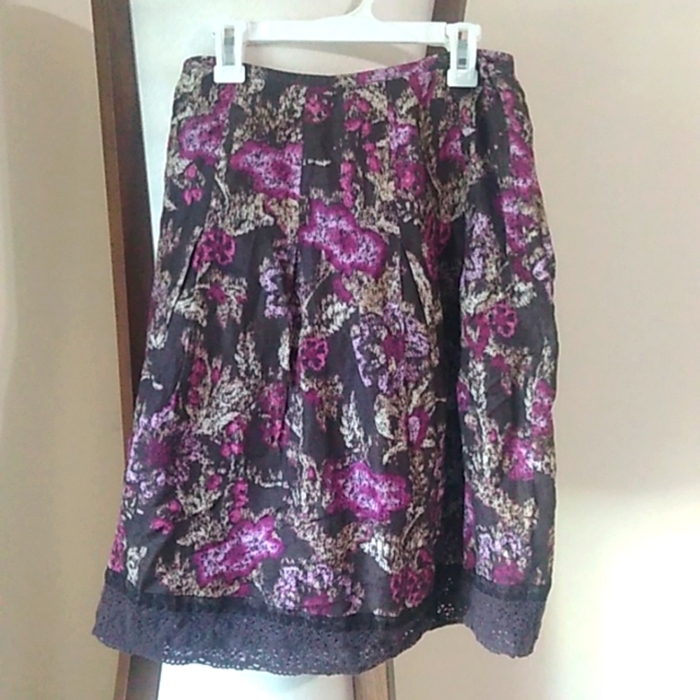 Anne Taylor Loft 2petite Brown and Lavender skirt